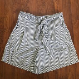 J Crew high-waisted shorts with tie accent.  NWT, blue/white stripe. Sz 4.